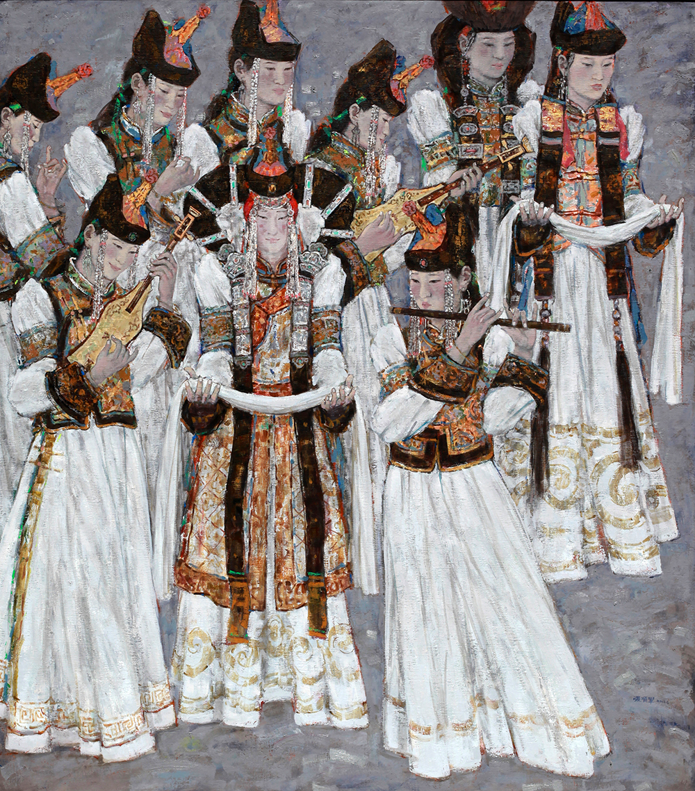 作品油画《长调》 被全国第三届民族美术双年展组委会收藏,2018年.